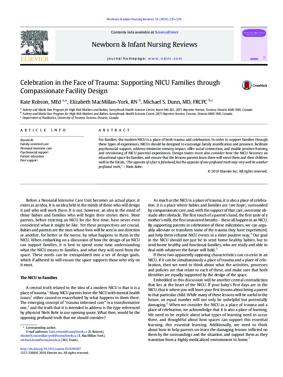 ArticleCelebration in the Face of Trauma: Supporting NICU Families through Compassionate Facility Design