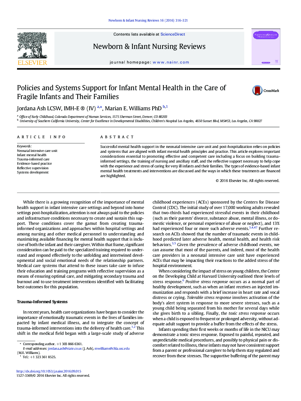 ArticlePolicies and Systems Support for Infant Mental Health in the Care of Fragile Infants and Their Families