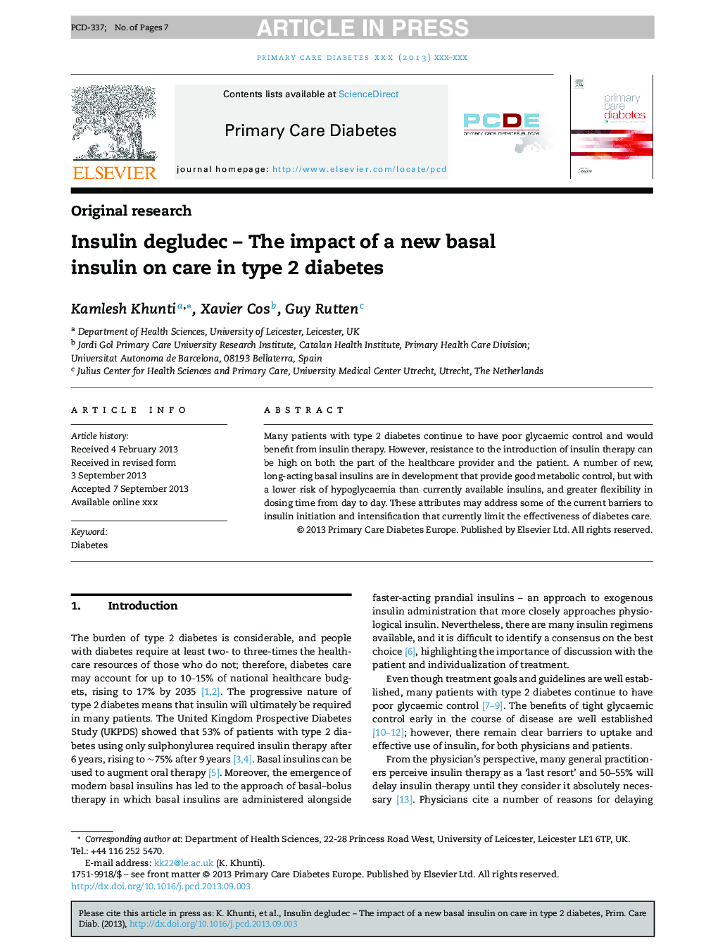 Insulin degludec - The impact of a new basal insulin on care in type 2 diabetes
