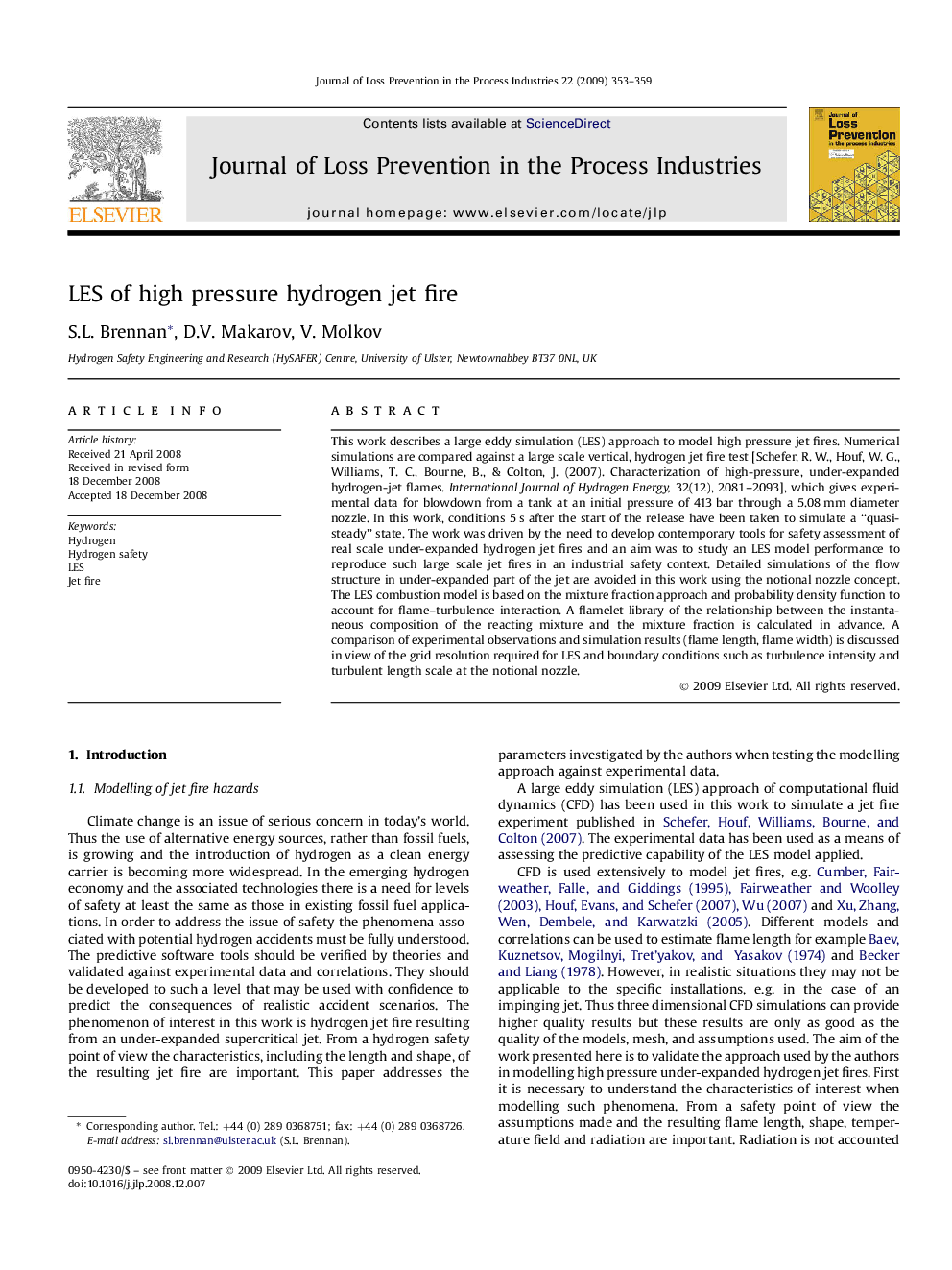 LES of high pressure hydrogen jet fire