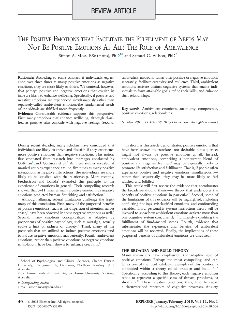 Review articleThe Positive Emotions that Facilitate the Fulfillment of Needs May Not Be Positive Emotions At All: The Role of Ambivalence