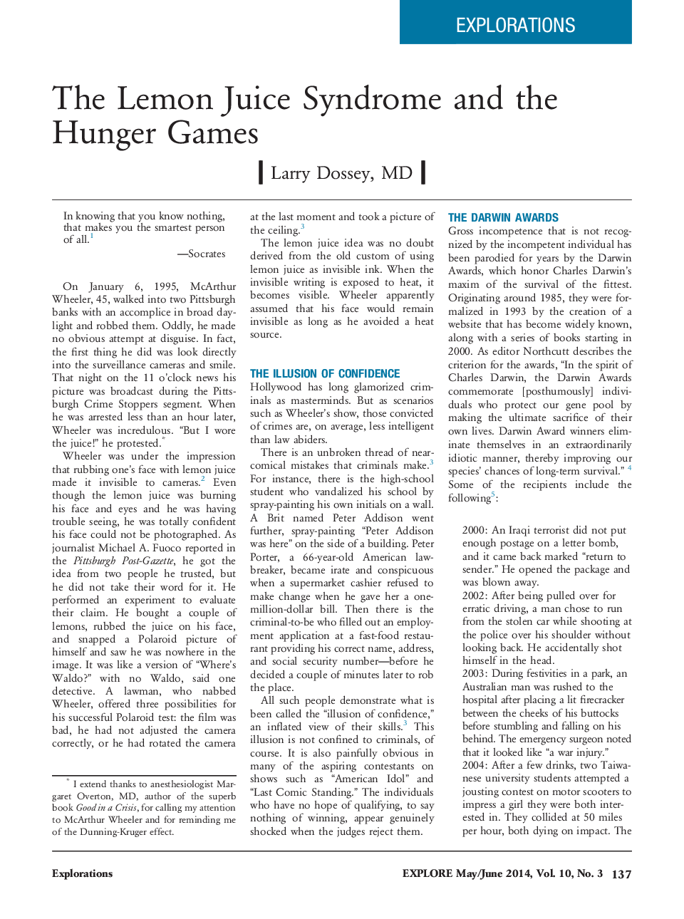 The Lemon Juice Syndrome and the Hunger Games