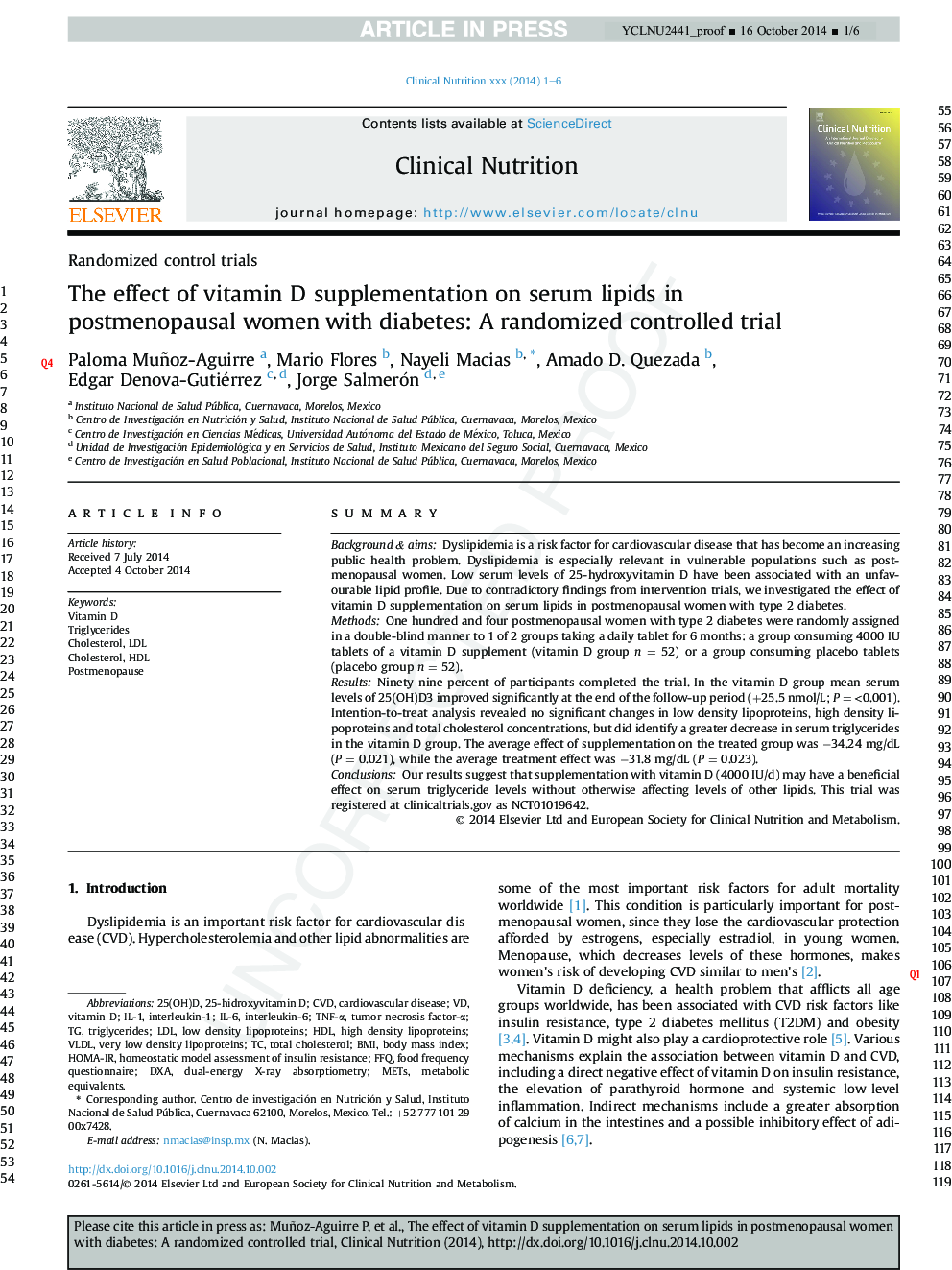 The effect of vitamin D supplementation on serum lipids in postmenopausal women with diabetes: A randomized controlled trial