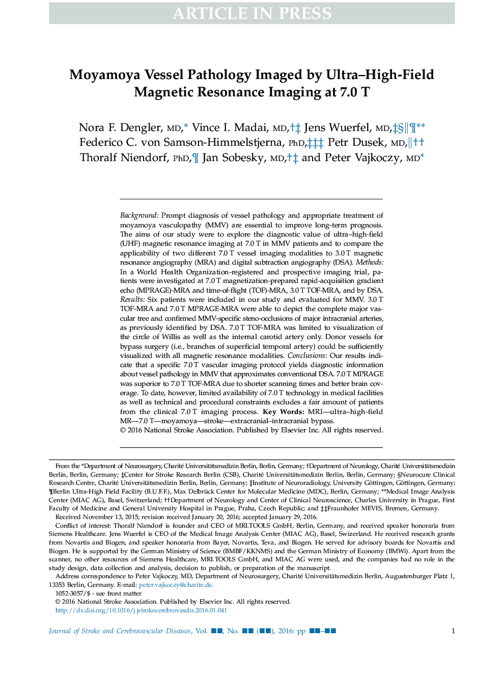 Moyamoya Vessel Pathology Imaged by Ultra-High-Field Magnetic Resonance Imaging at 7.0âT