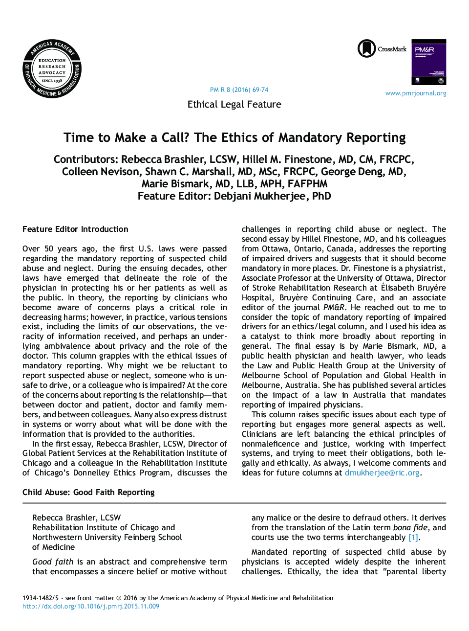 Time to Make a Call? The Ethics of Mandatory Reporting