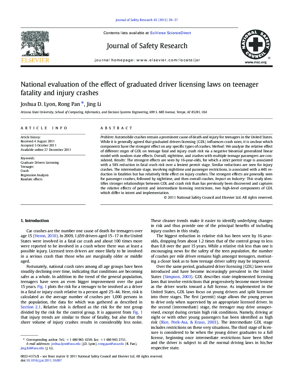 National evaluation of the effect of graduated driver licensing laws on teenager fatality and injury crashes