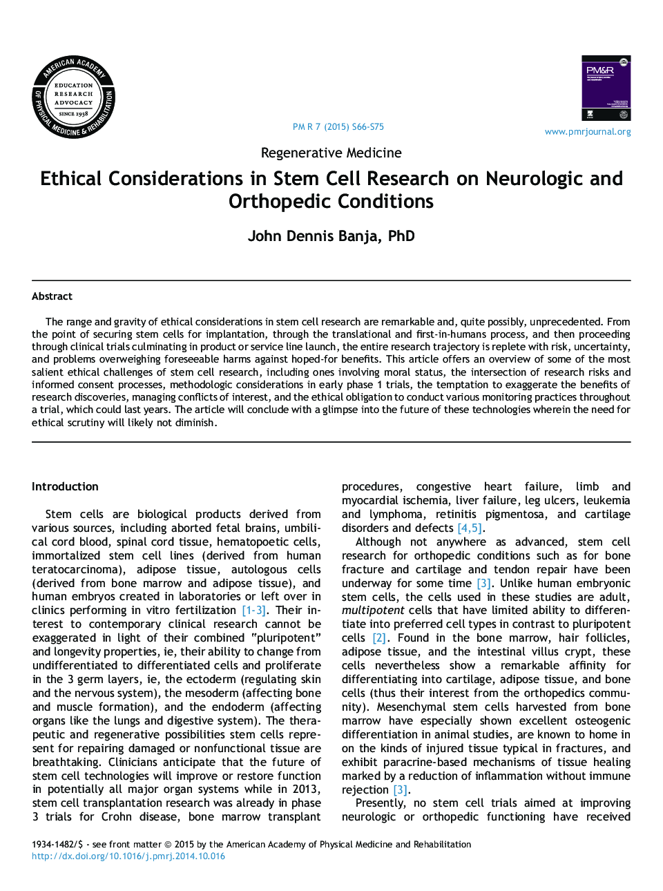 بررسیهای پزشکی بازآموزی در بررسی سلول های بنیادی در شرایط نورولوژیک و ارتوپدی 