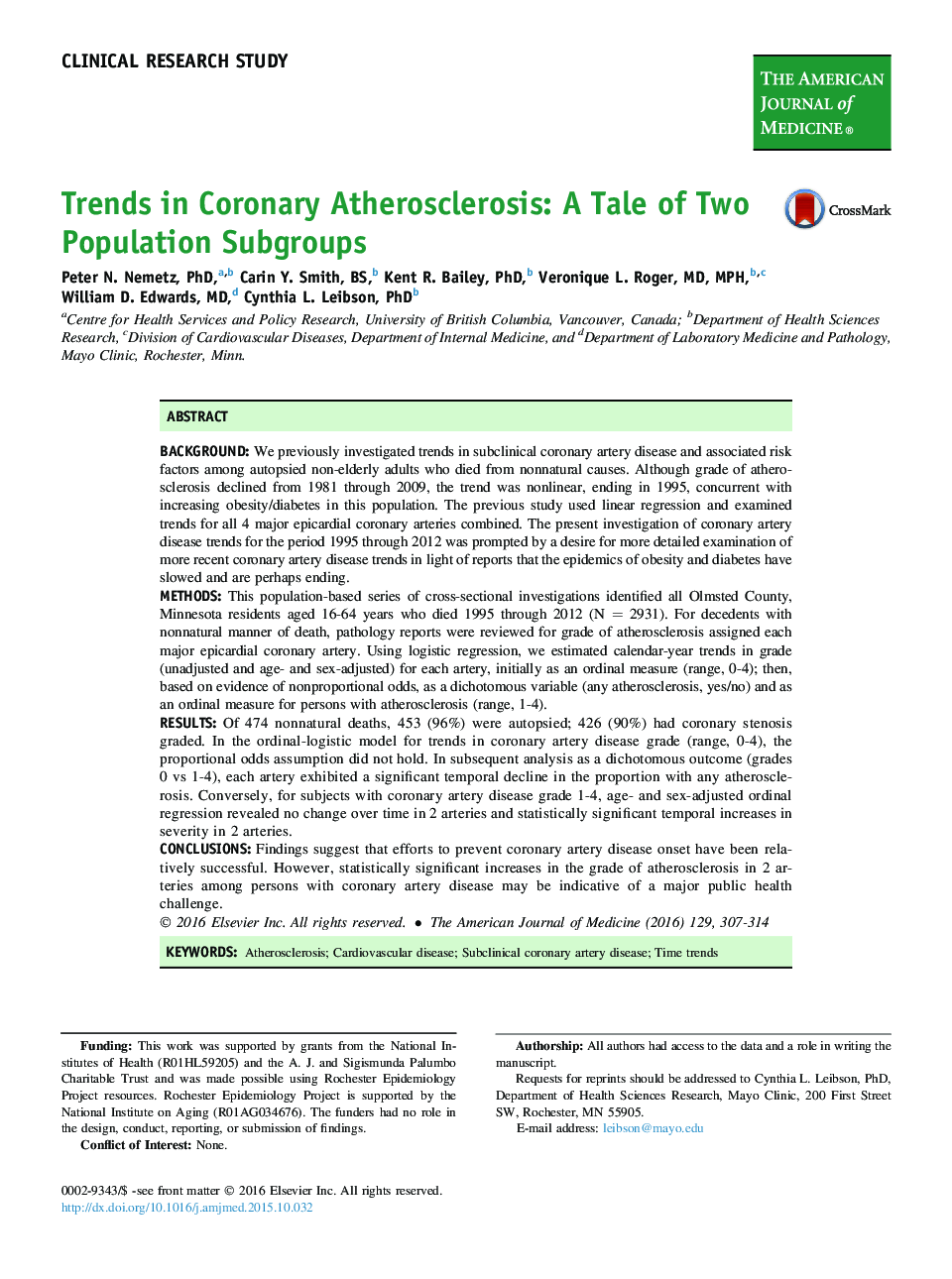 Trends in Coronary Atherosclerosis: A Tale of Two Population Subgroups