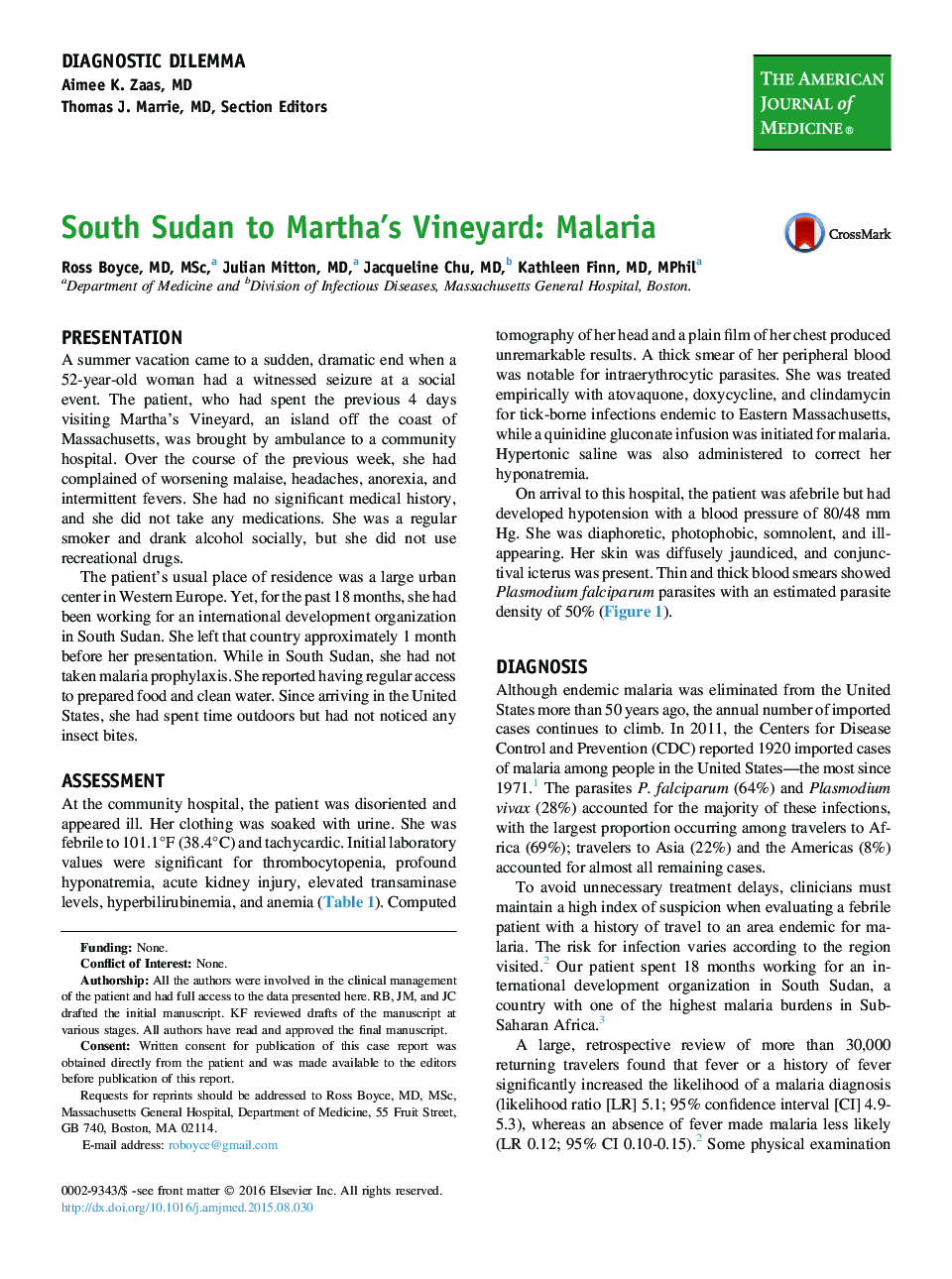 سودان جنوبی به تاکستان مارتا: مالاریا 
