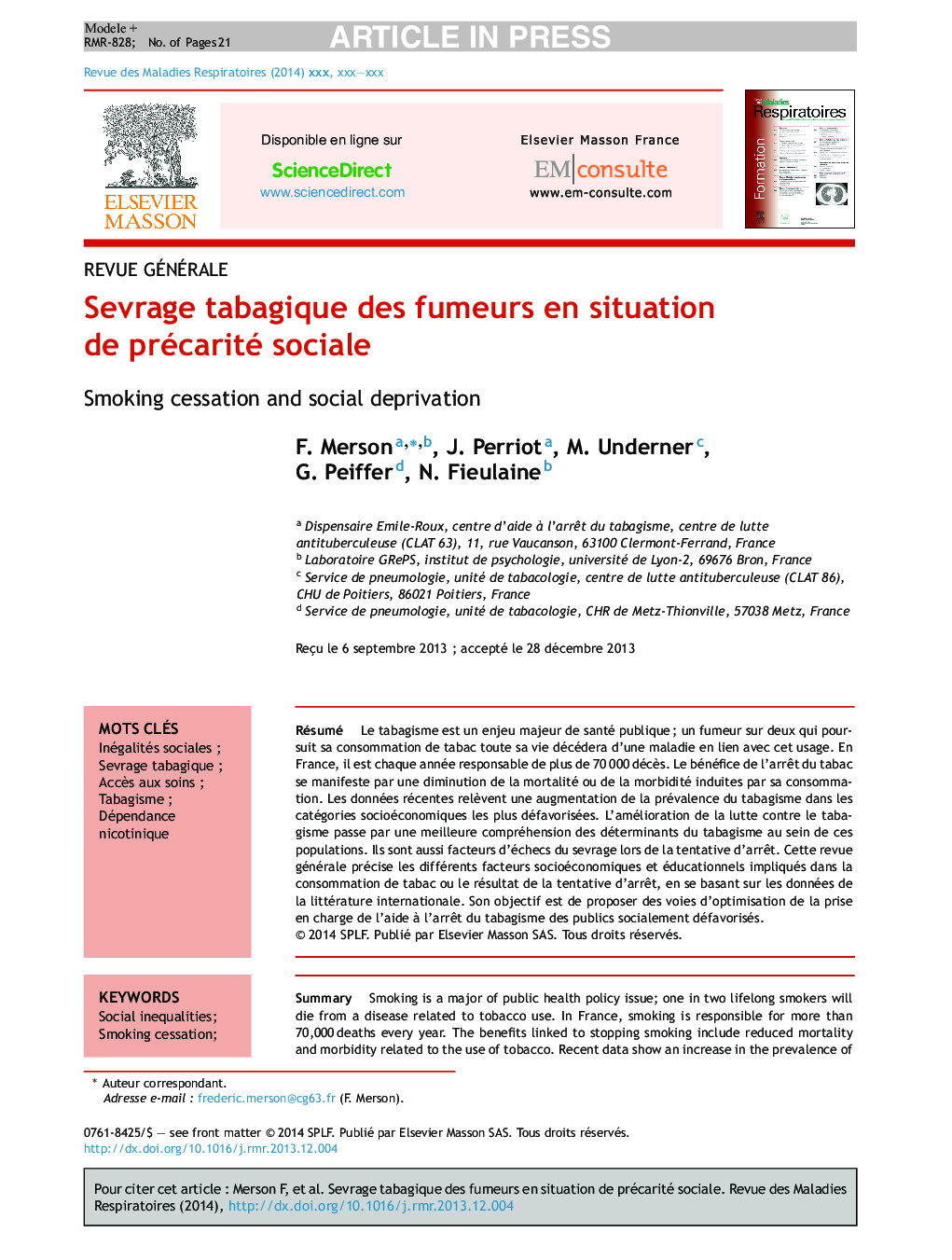 Sevrage tabagique des fumeurs en situation de précarité sociale