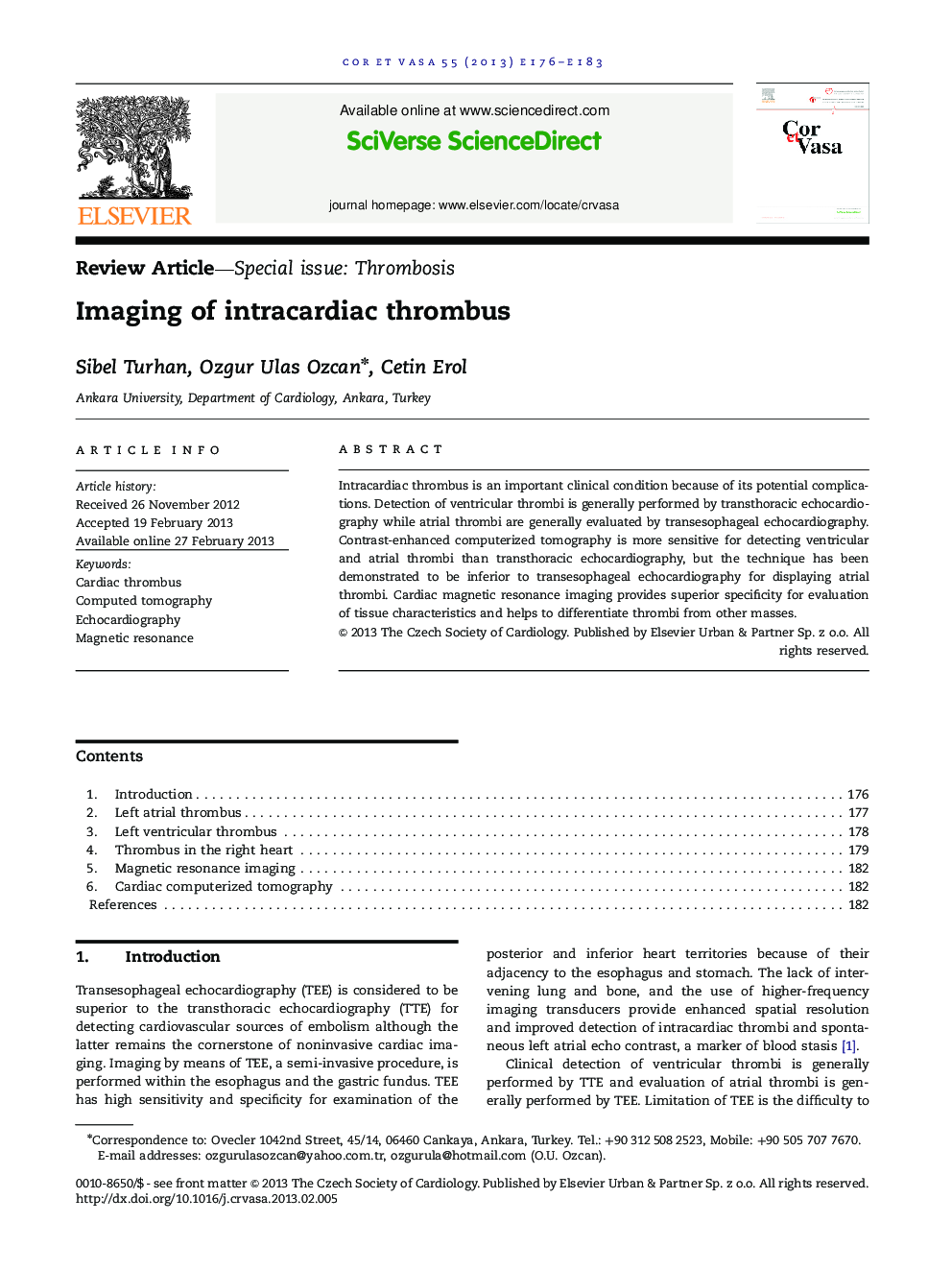 Imaging of intracardiac thrombus