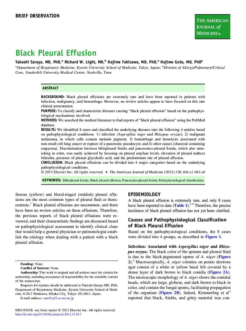 Black Pleural Effusion