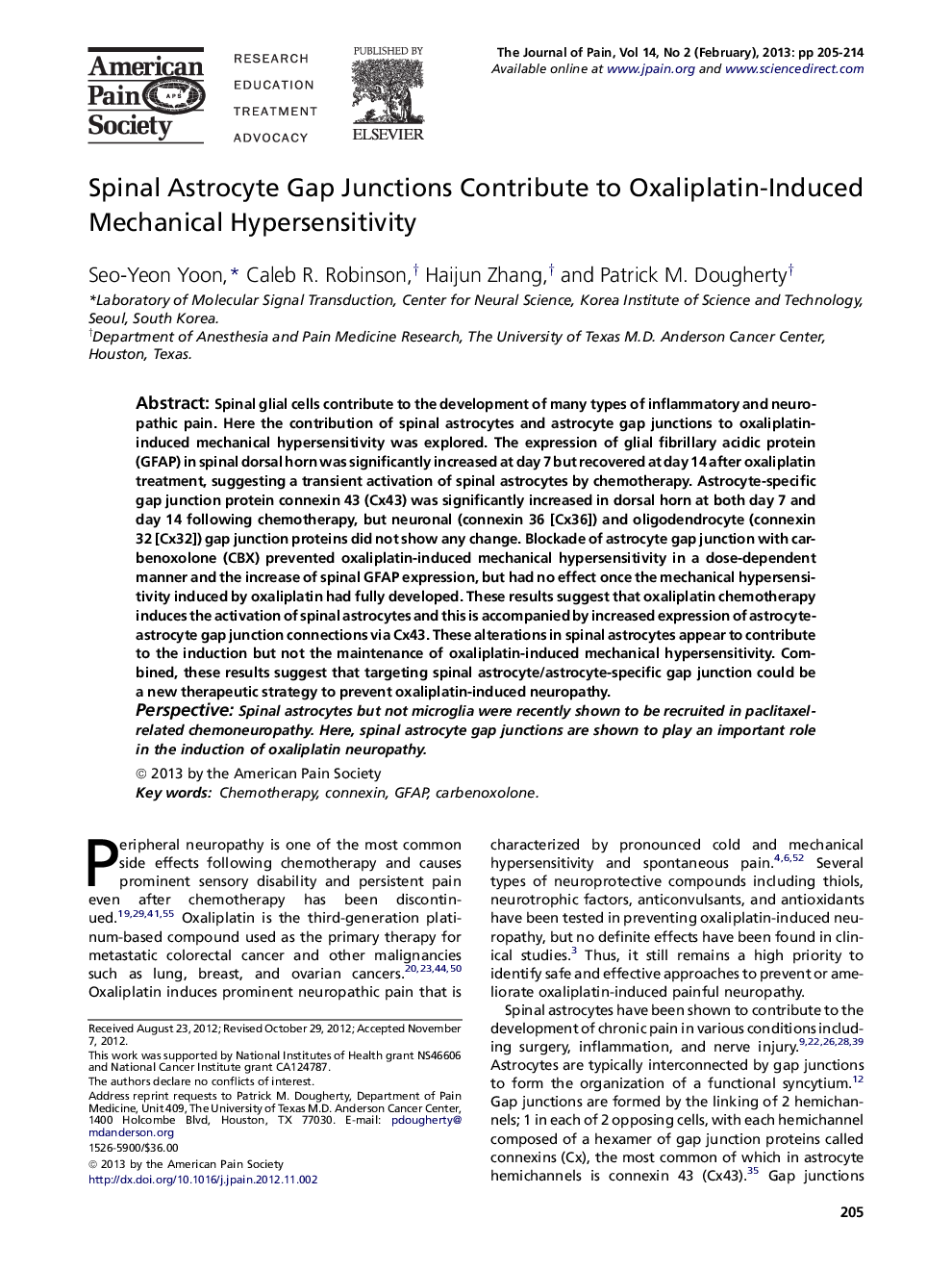 پیوند های گسسته آستروسیت ستون فقرات به افزایش حساسیت مکانیکی مکانیسم اگزالی پلاتین کمک می کند 