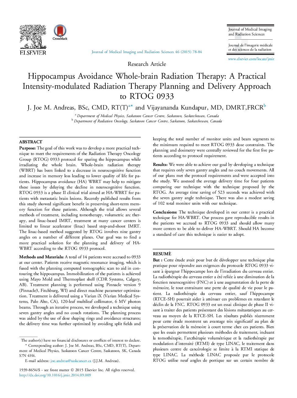 Hippocampus Avoidance Whole-brain Radiation Therapy: A Practical Intensity-modulated Radiation Therapy Planning and Delivery Approach toÂ RTOG 0933