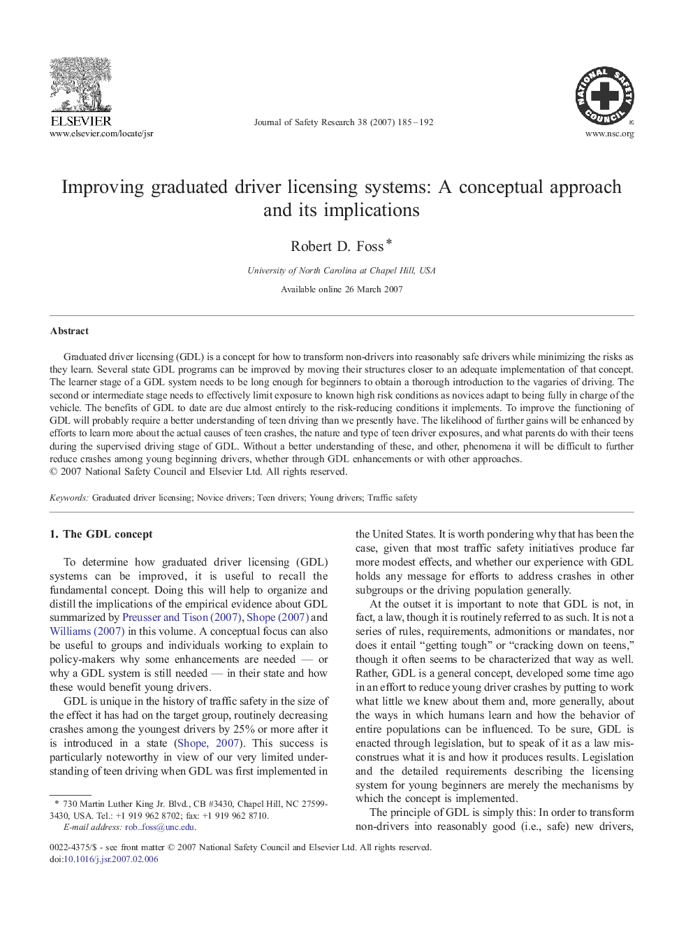 Improving graduated driver licensing systems: A conceptual approach and its implications