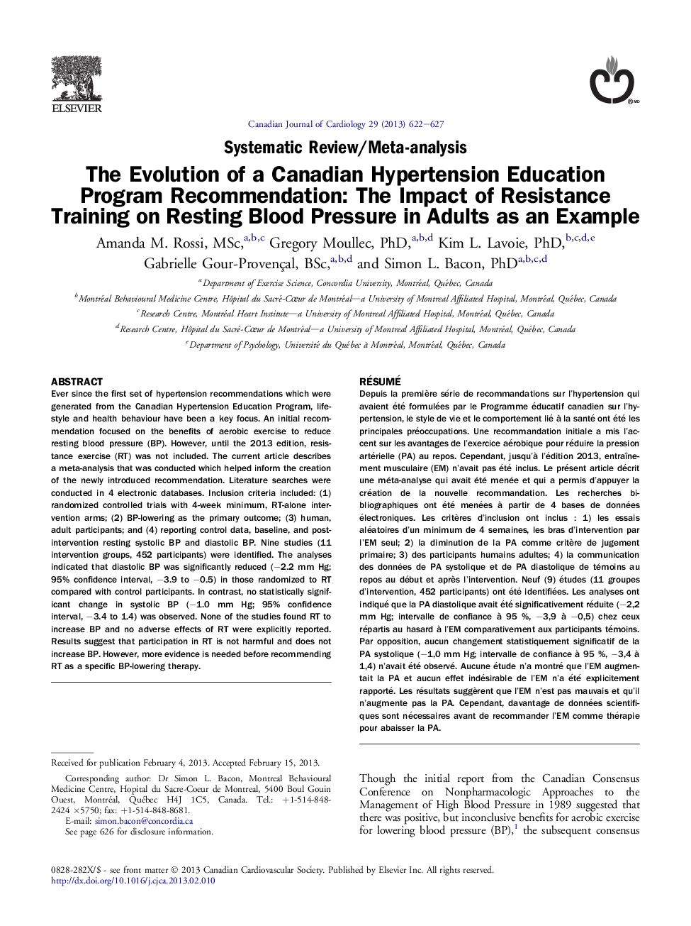 The Evolution of a Canadian Hypertension Education Program Recommendation: The Impact of Resistance Training on Resting Blood Pressure in Adults as an Example
