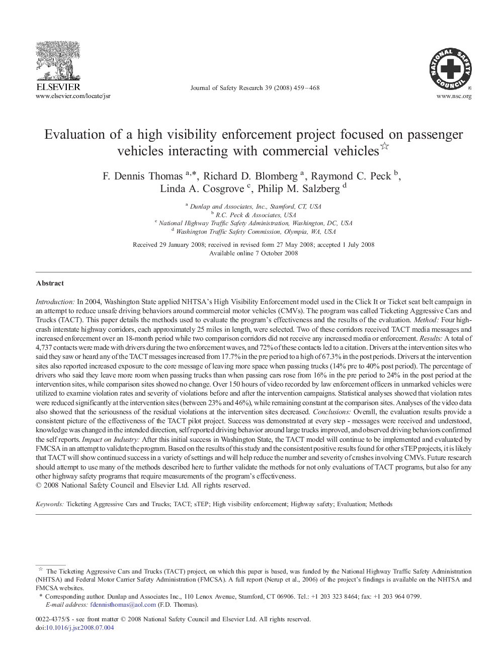 Evaluation of a high visibility enforcement project focused on passenger vehicles interacting with commercial vehicles 