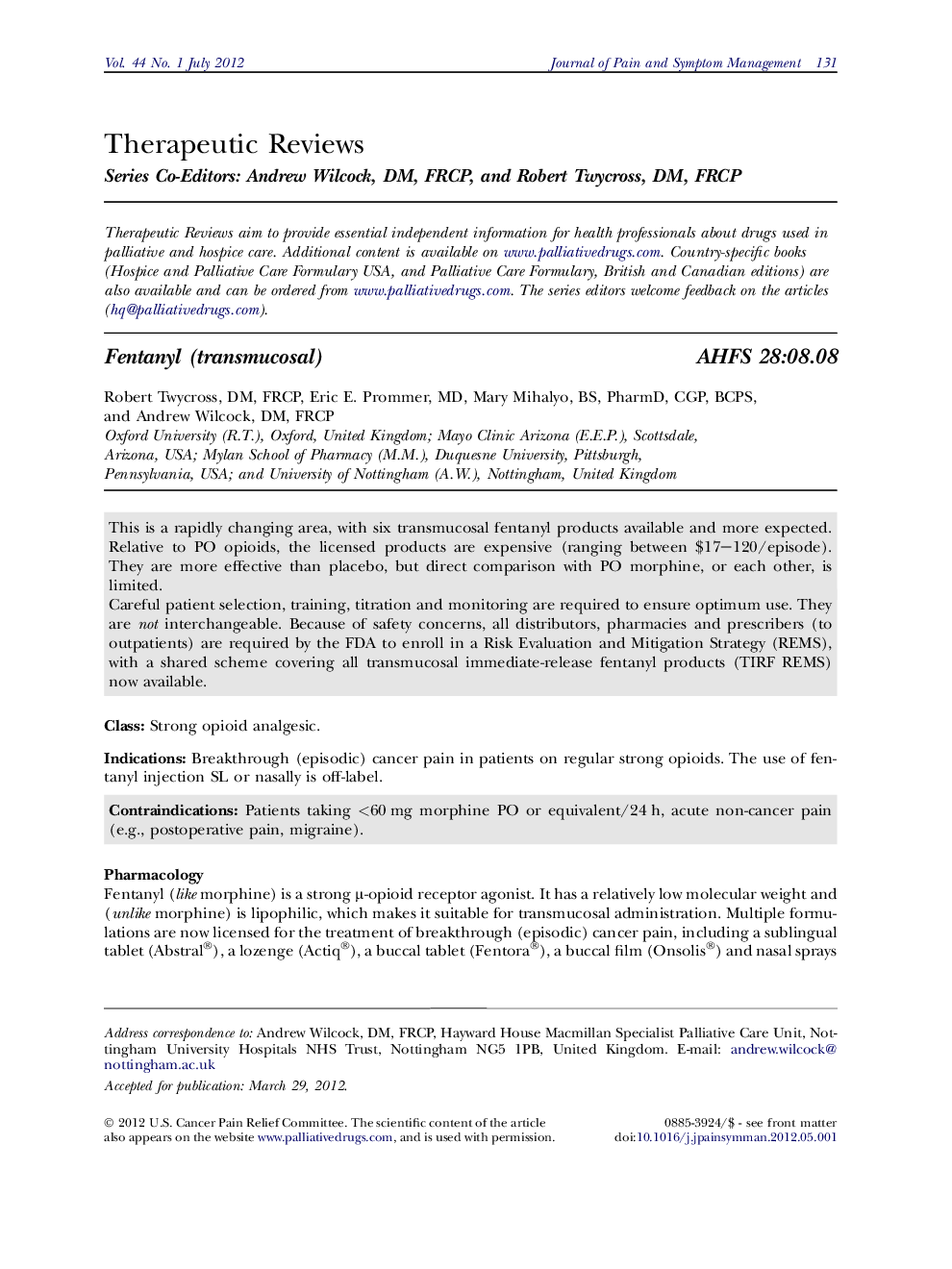 Fentanyl (transmucosal)