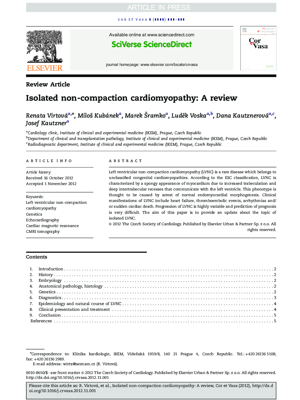 Isolated non-compaction cardiomyopathy: A review