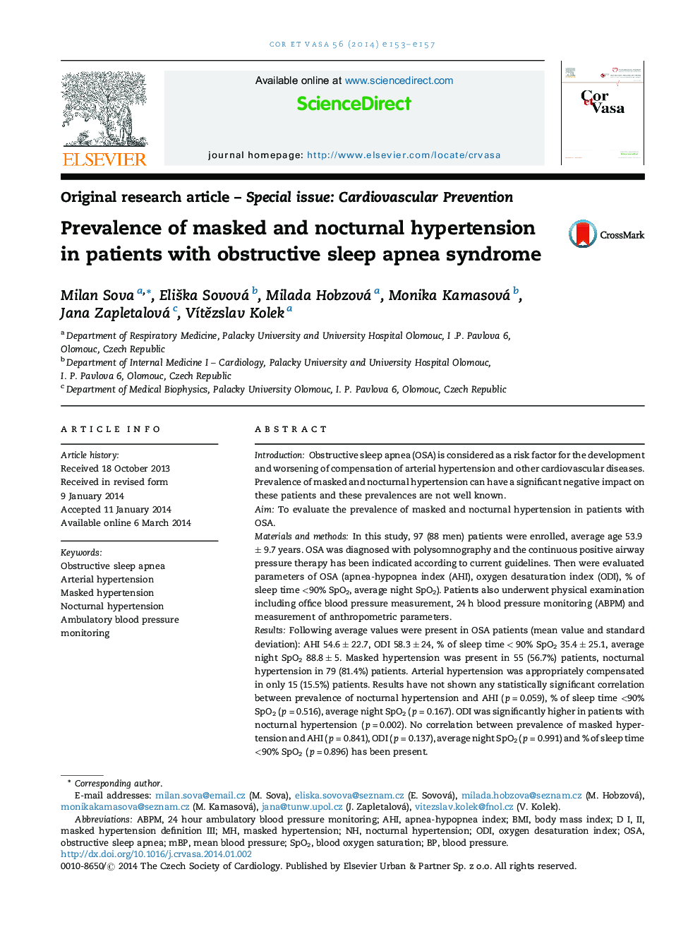 Prevalence of masked and nocturnal hypertension in patients with obstructive sleep apnea syndrome