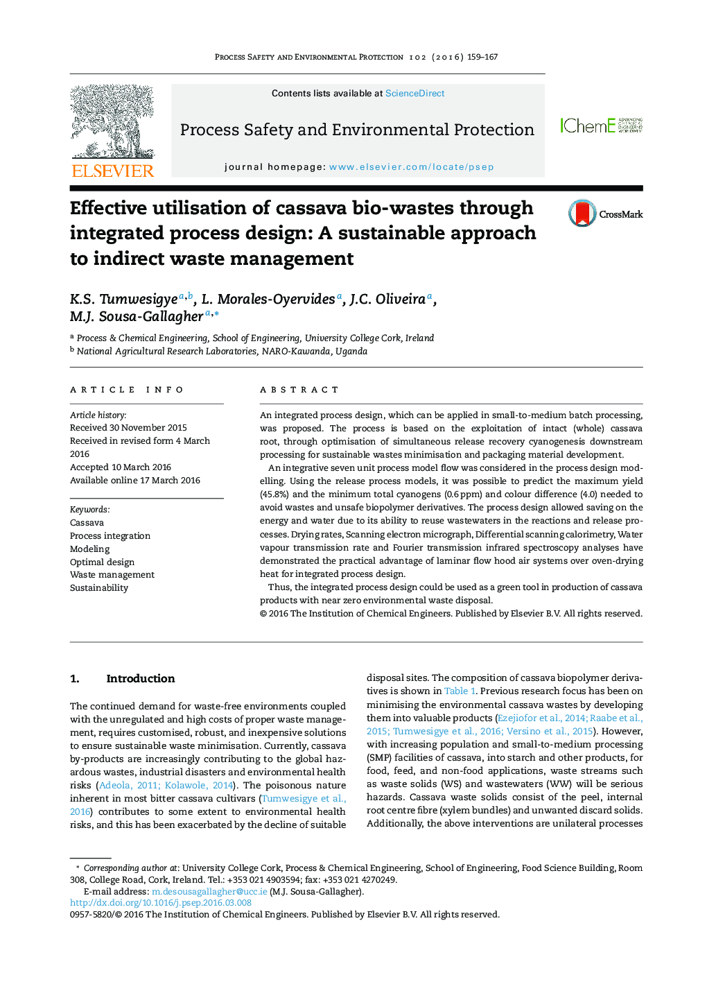 Effective utilisation of cassava bio-wastes through integrated process design: A sustainable approach to indirect waste management