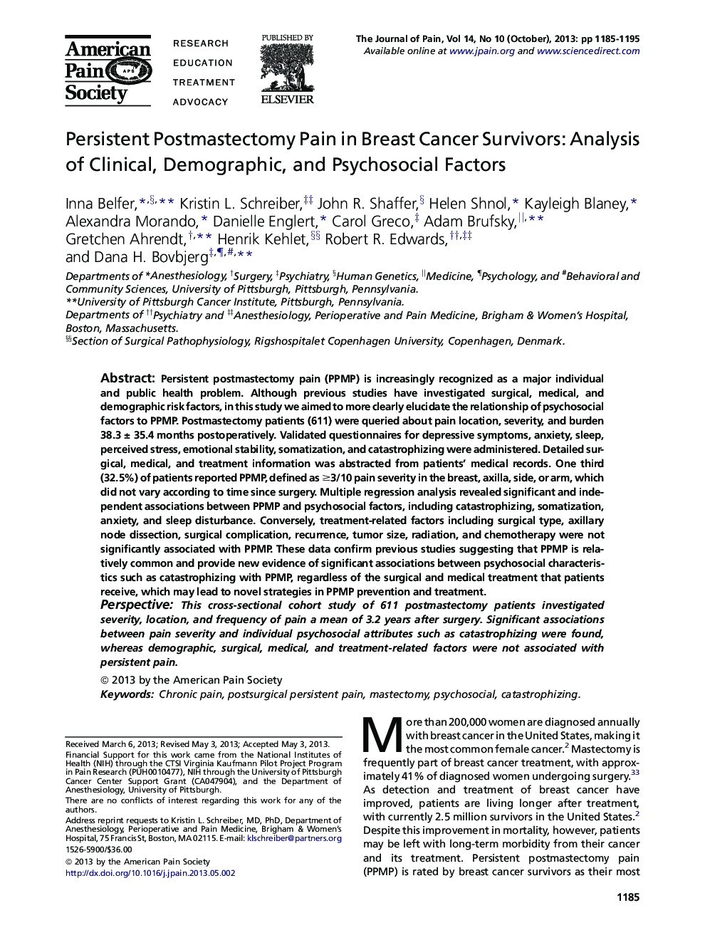 پاتوژن پاستومکتومی پایدار در سربازان سرطان سینه: تجزیه و تحلیل عوامل بالینی، جمعیتی و روانی-اجتماعی 