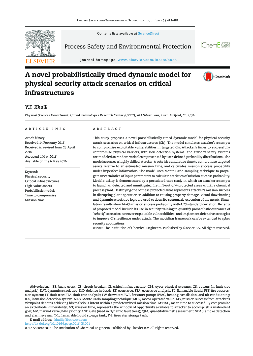 A novel probabilistically timed dynamic model for physical security attack scenarios on critical infrastructures