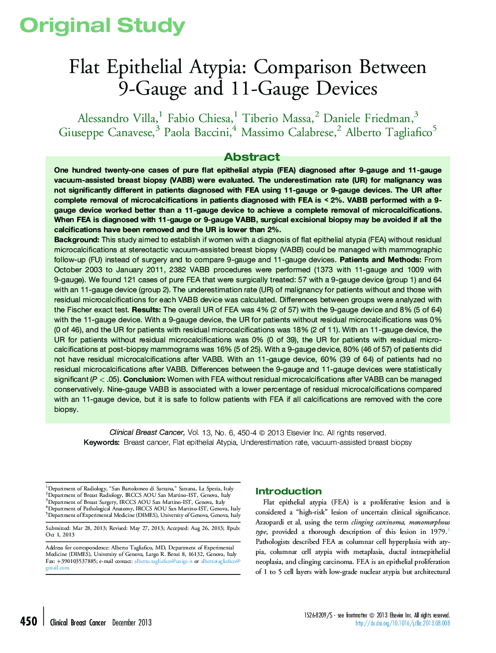 Flat Epithelial Atypia: Comparison Between 9-Gauge and 11-Gauge Devices