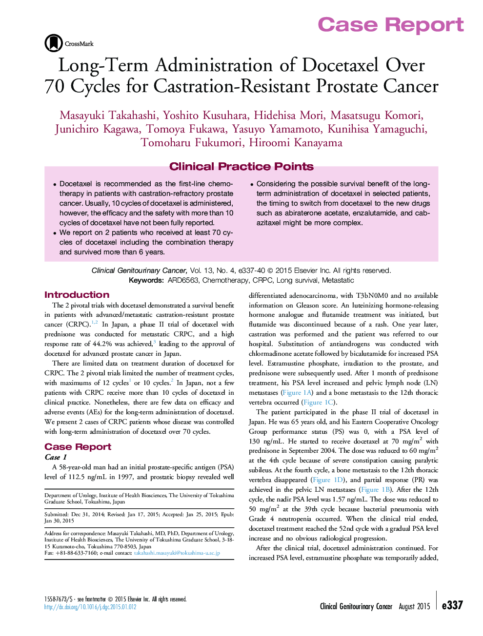 Long-Term Administration of Docetaxel Over 70 Cycles for Castration-Resistant Prostate Cancer