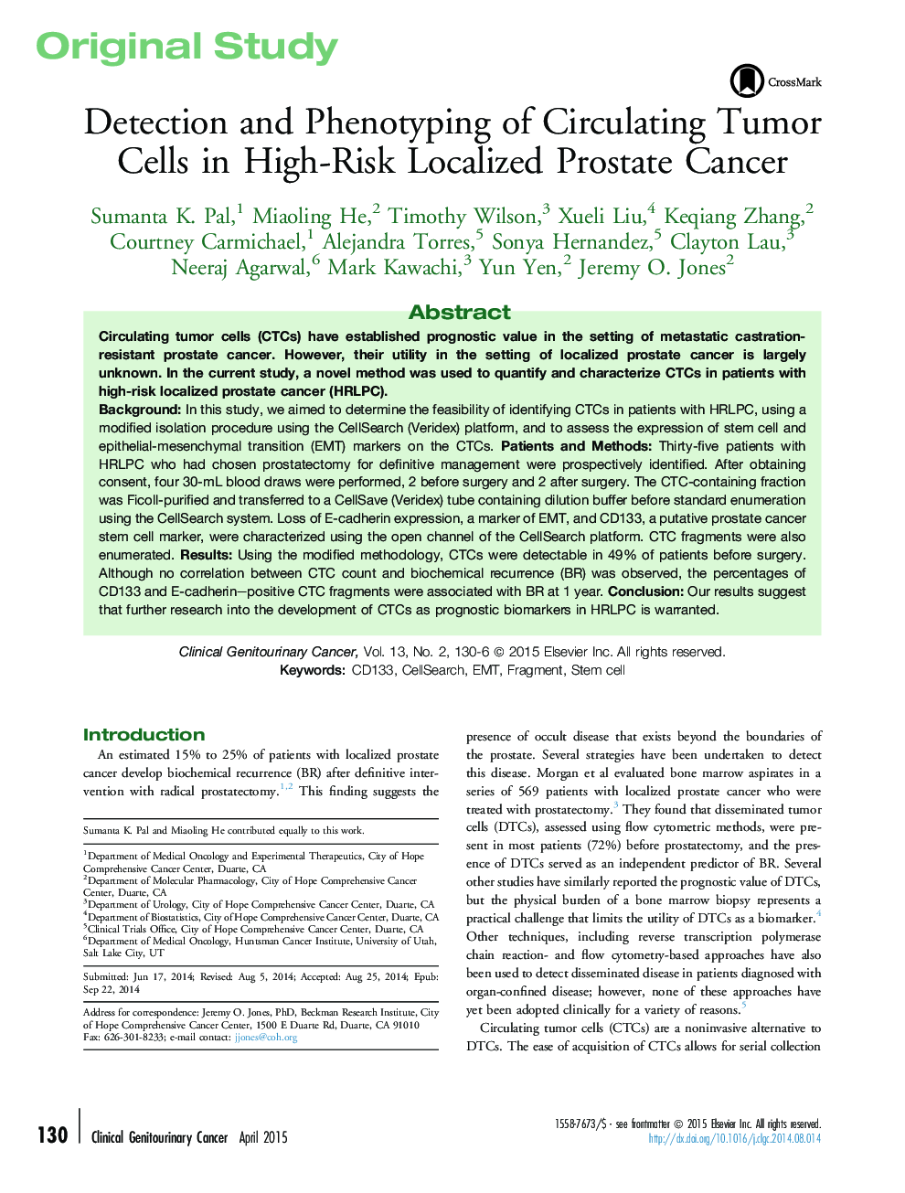 تشخیص و فنوتیپ سلول های تومور در سرطان پروستات محلی خطرناک است 