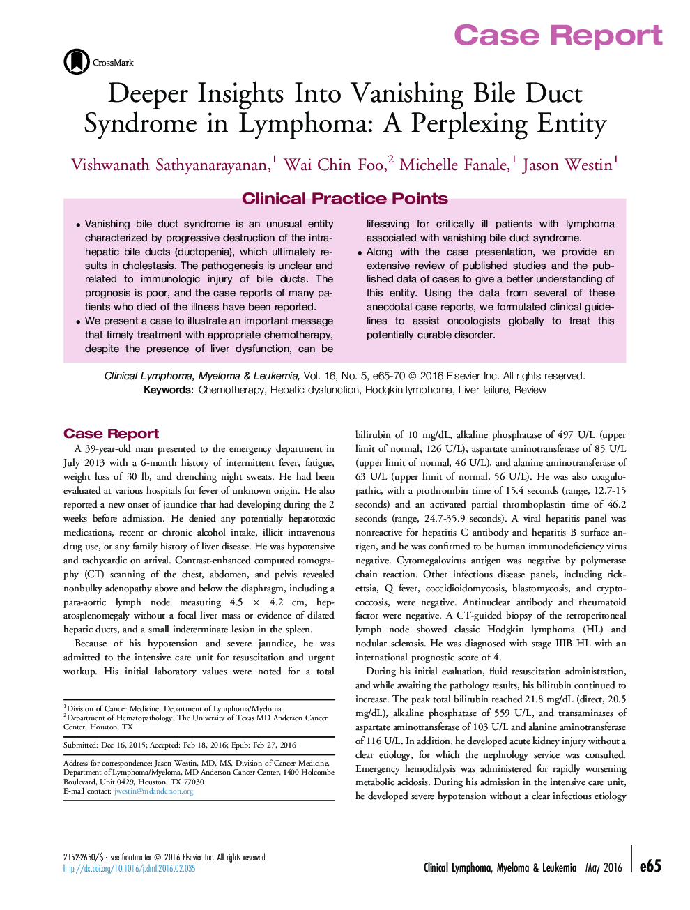 Deeper Insights Into Vanishing Bile Duct Syndrome in Lymphoma: A Perplexing Entity