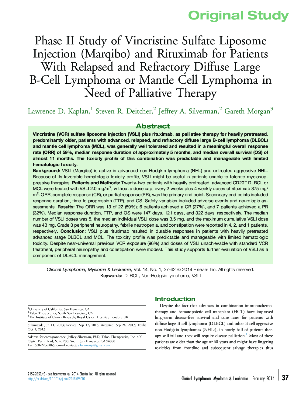 Phase II Study of Vincristine Sulfate Liposome Injection (Marqibo) and Rituximab for Patients With Relapsed and Refractory Diffuse Large B-Cell Lymphoma or Mantle Cell Lymphoma in Need of Palliative Therapy