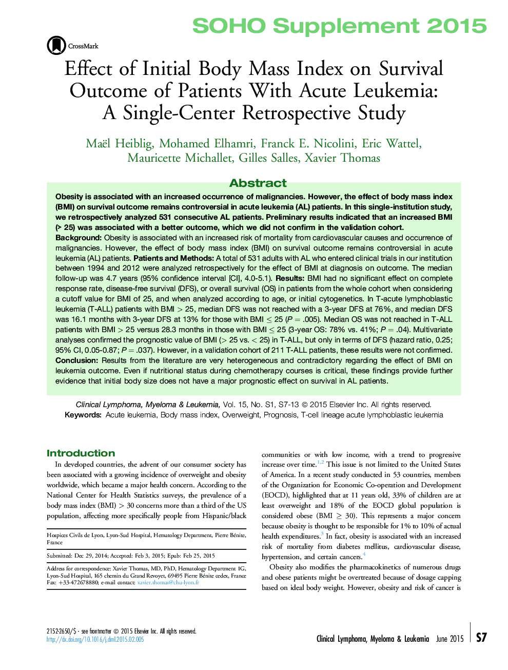 Effect of Initial Body Mass Index on Survival Outcome of Patients With Acute Leukemia: AÂ Single-Center Retrospective Study