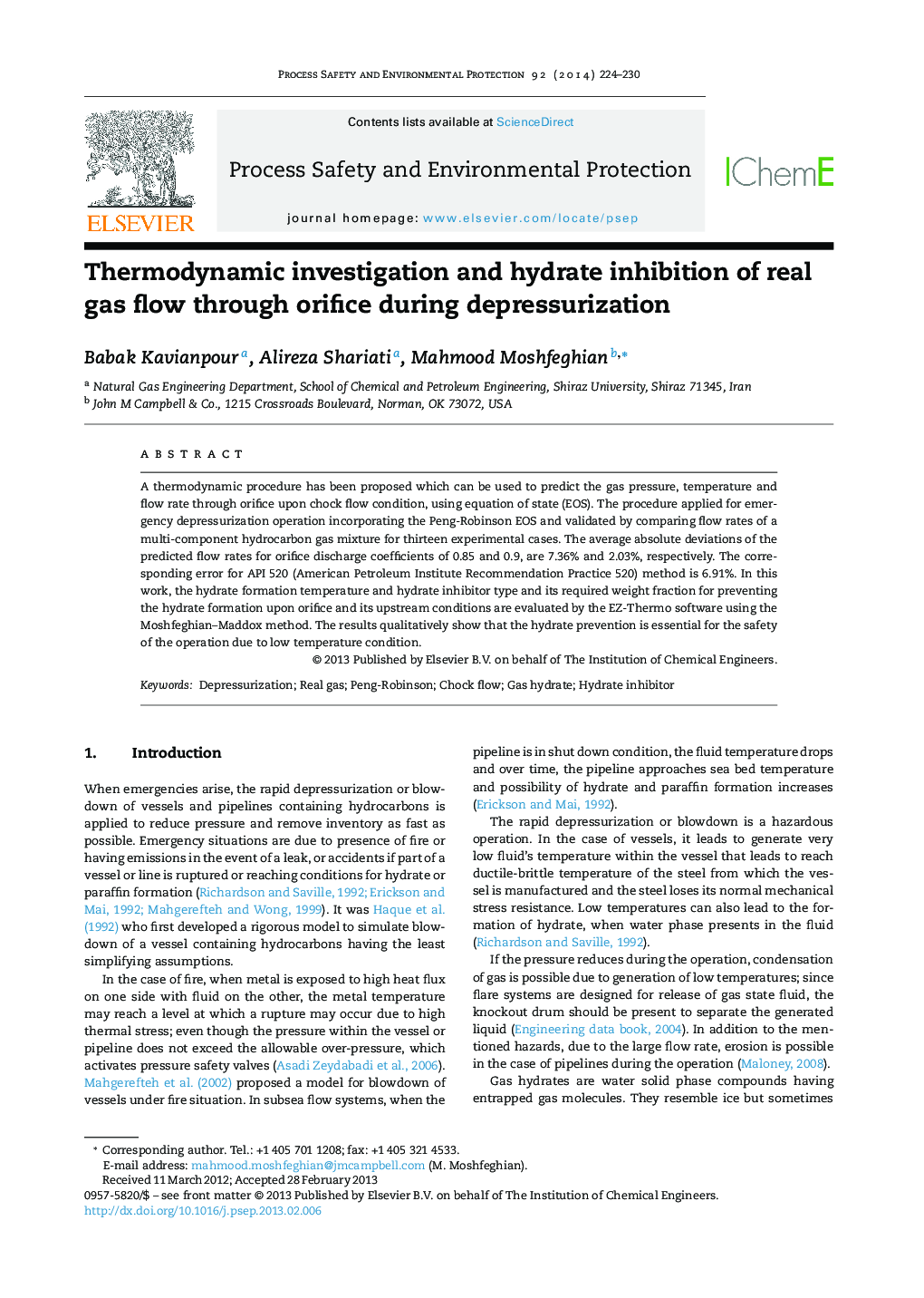 Thermodynamic investigation and hydrate inhibition of real gas flow through orifice during depressurization