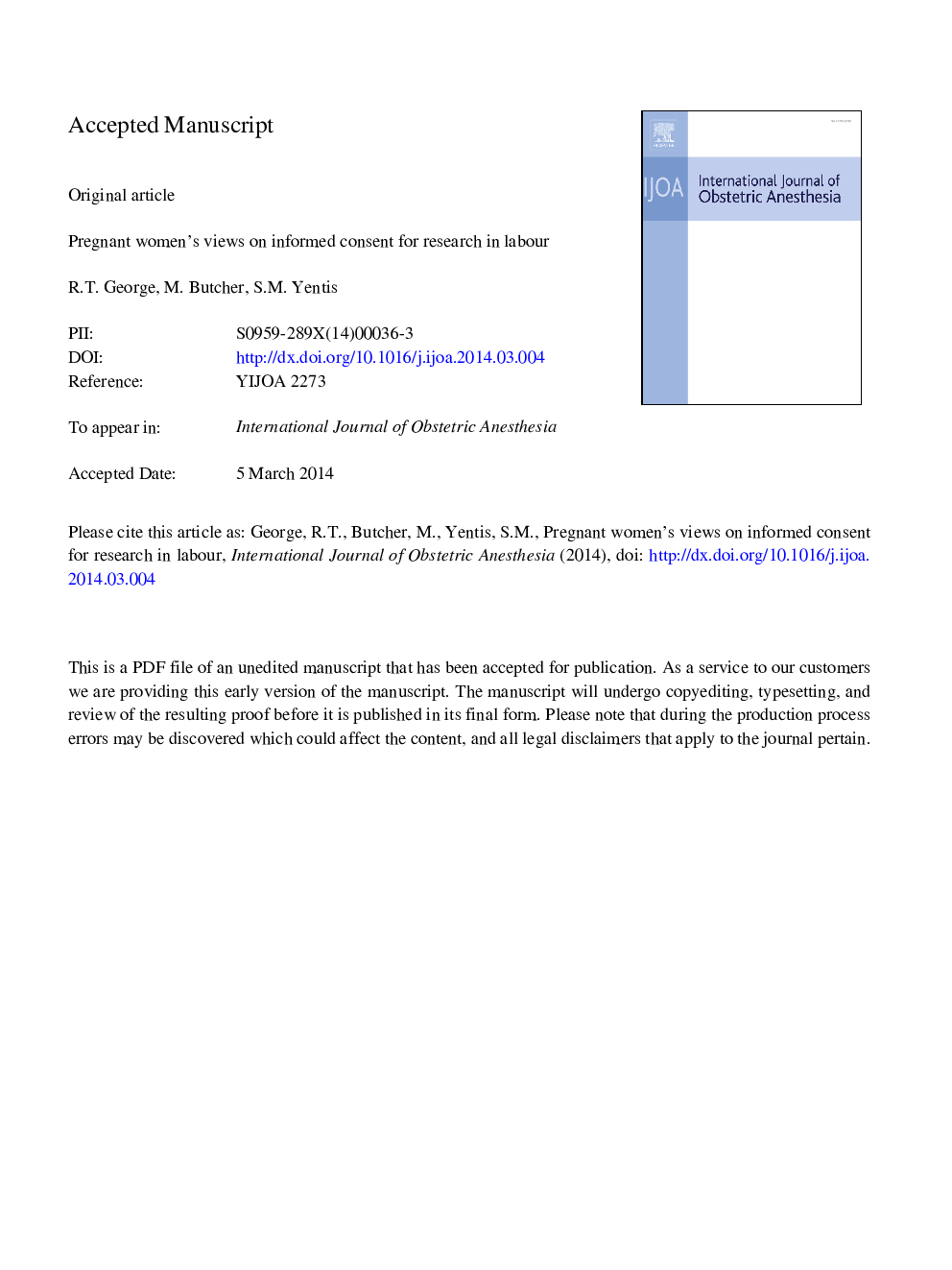 Pregnant women's views on informed consent for research in labour