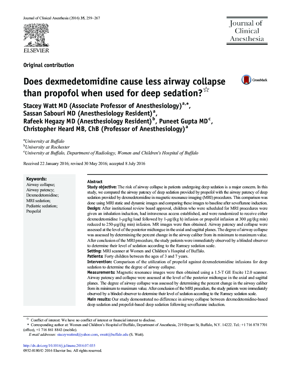 Does dexmedetomidine cause less airway collapse than propofol when used for deep sedation?