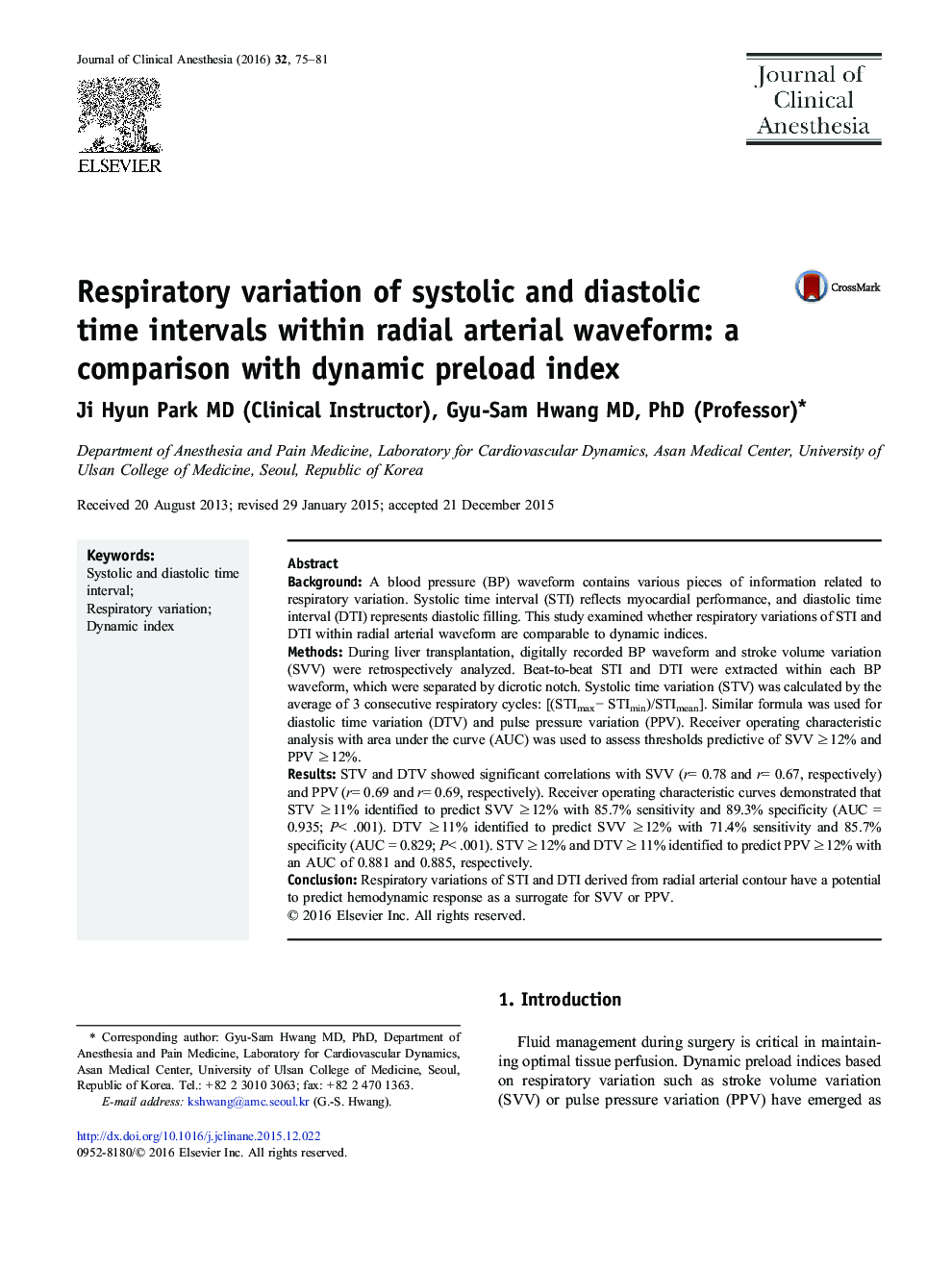 Respiratory variation of systolic and diastolic time intervals within radial arterial waveform: a comparison with dynamic preload index