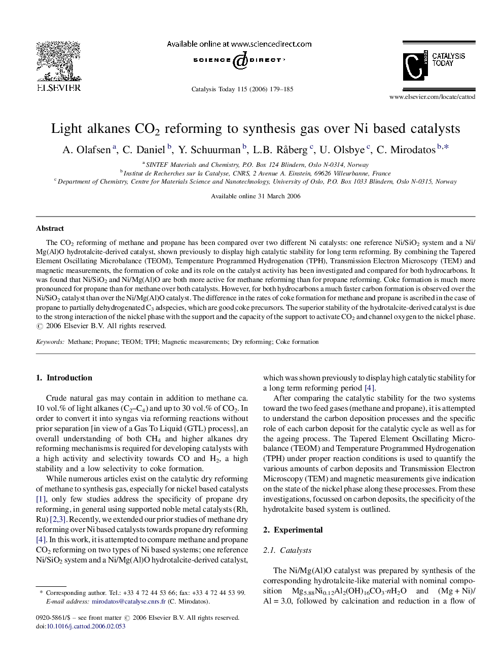 Light alkanes CO2 reforming to synthesis gas over Ni based catalysts