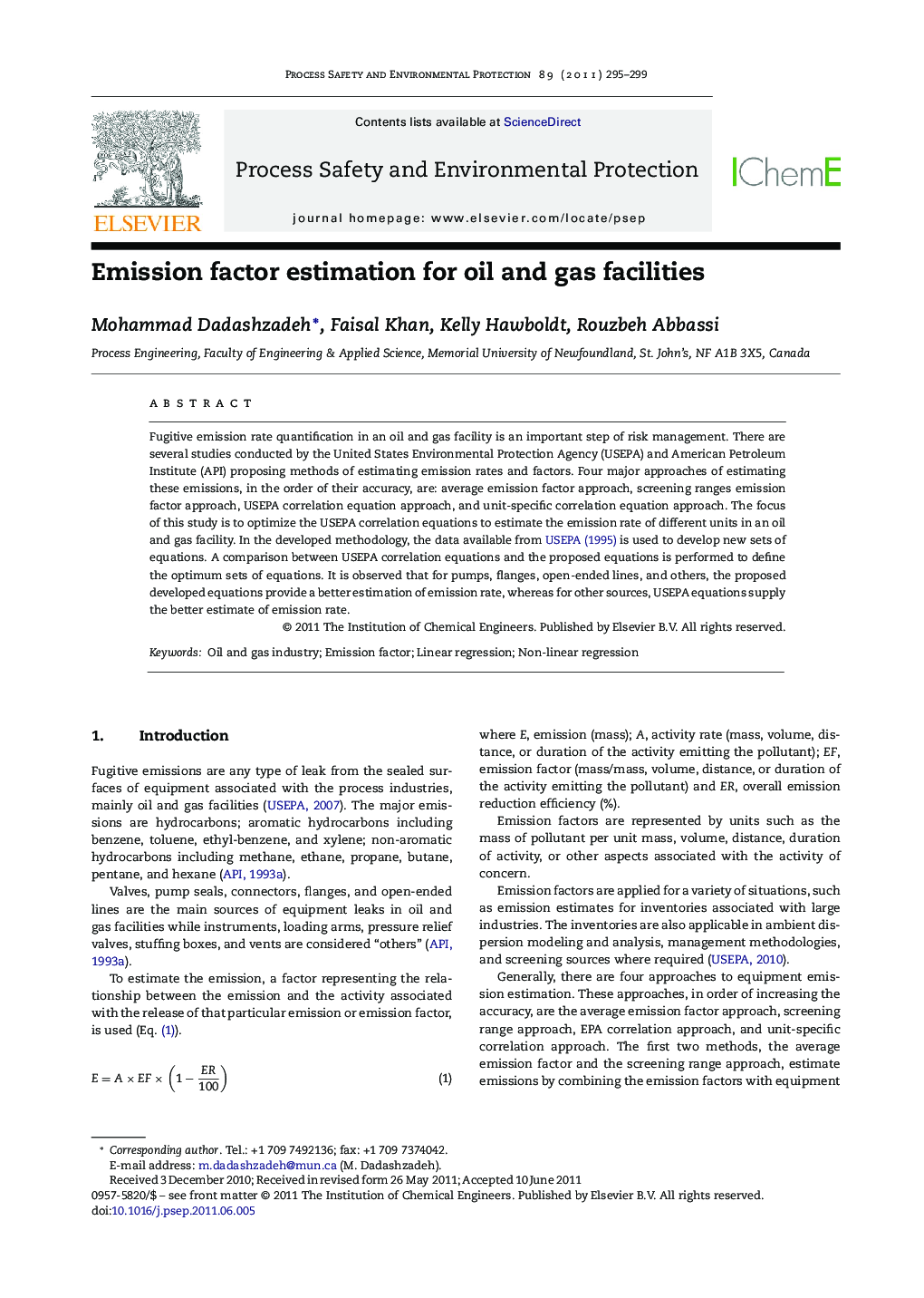 Emission factor estimation for oil and gas facilities