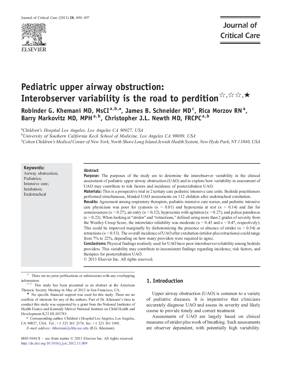 Pediatric upper airway obstruction: Interobserver variability is the road to perdition