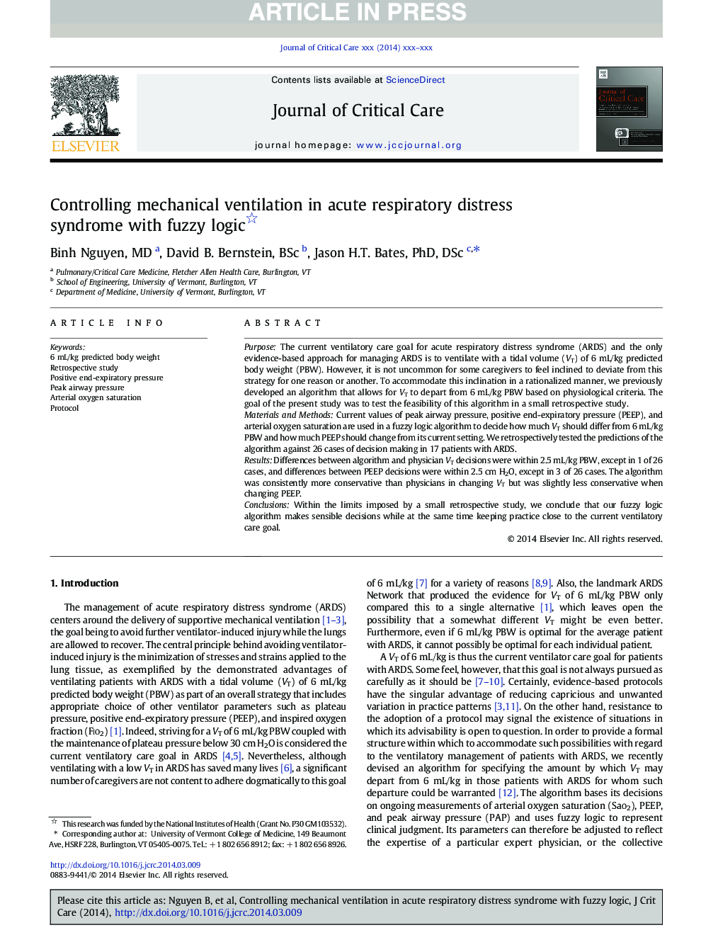 Controlling mechanical ventilation in acute respiratory distress syndrome with fuzzy logic