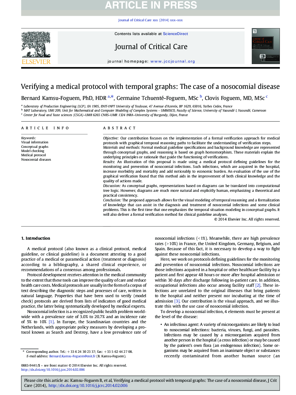 Verifying a medical protocol with temporal graphs: The case of a nosocomial disease