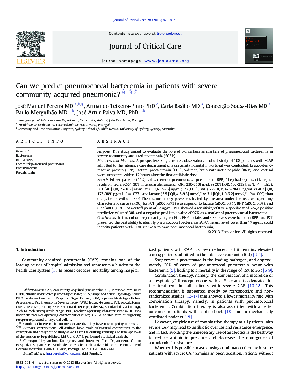 Can we predict pneumococcal bacteremia in patients with severe community-acquired pneumonia?