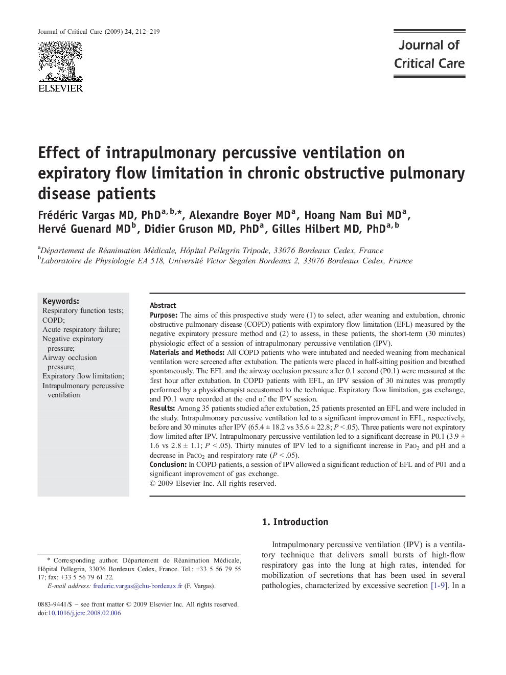 Effect of intrapulmonary percussive ventilation on expiratory flow limitation in chronic obstructive pulmonary disease patients