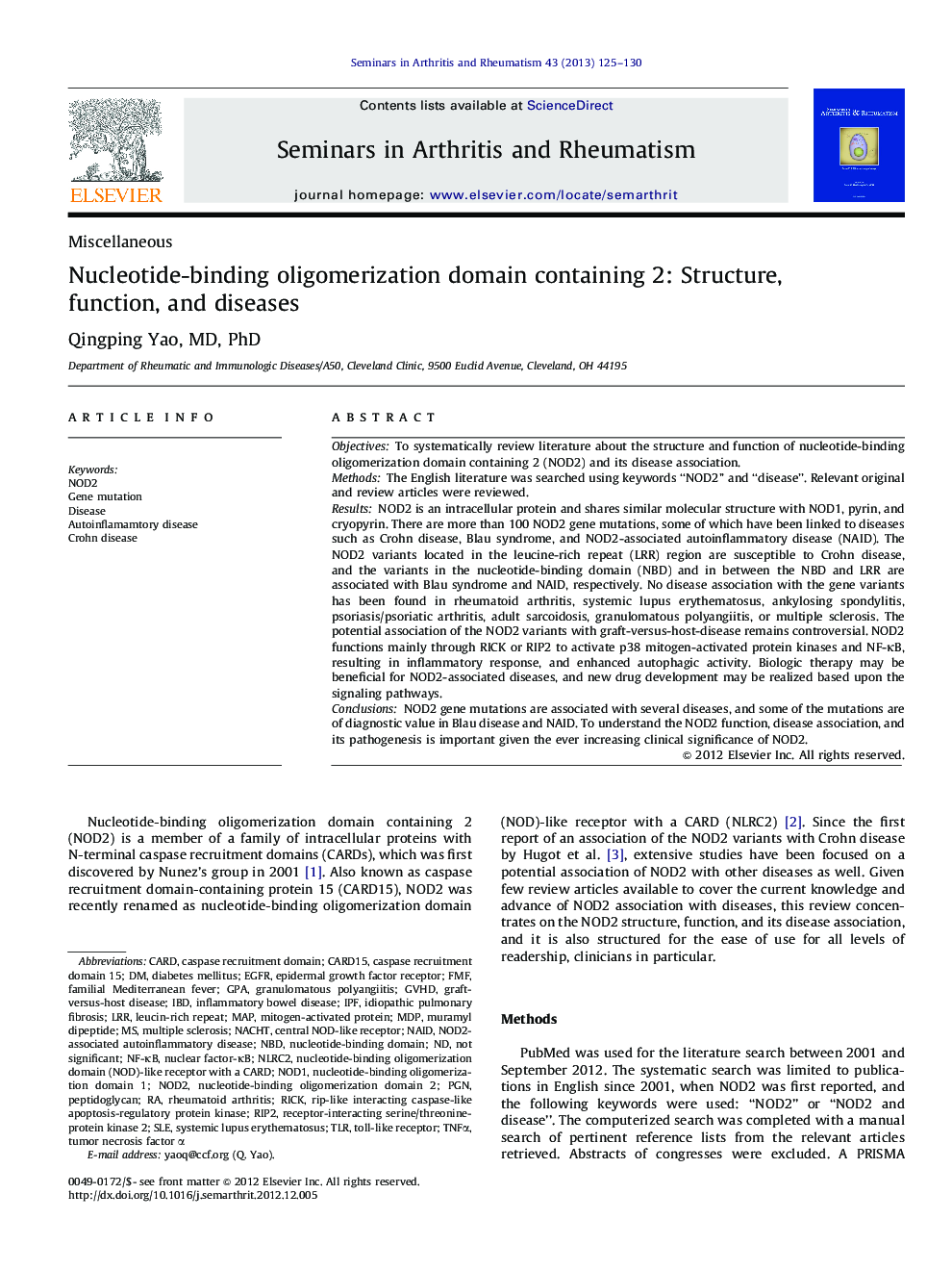 Nucleotide-binding oligomerization domain containing 2: Structure, function, and diseases