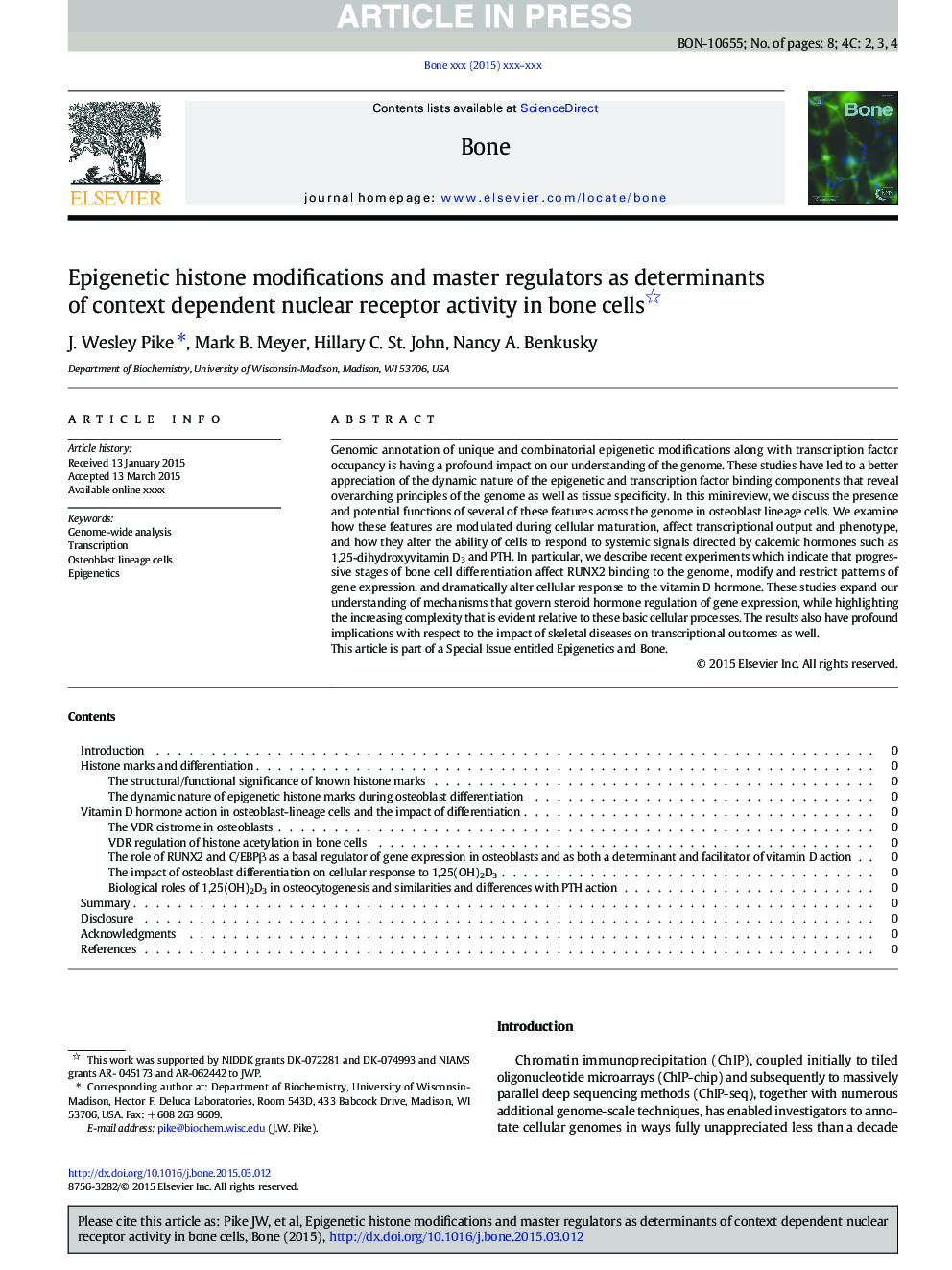 Epigenetic histone modifications and master regulators as determinants of context dependent nuclear receptor activity in bone cells