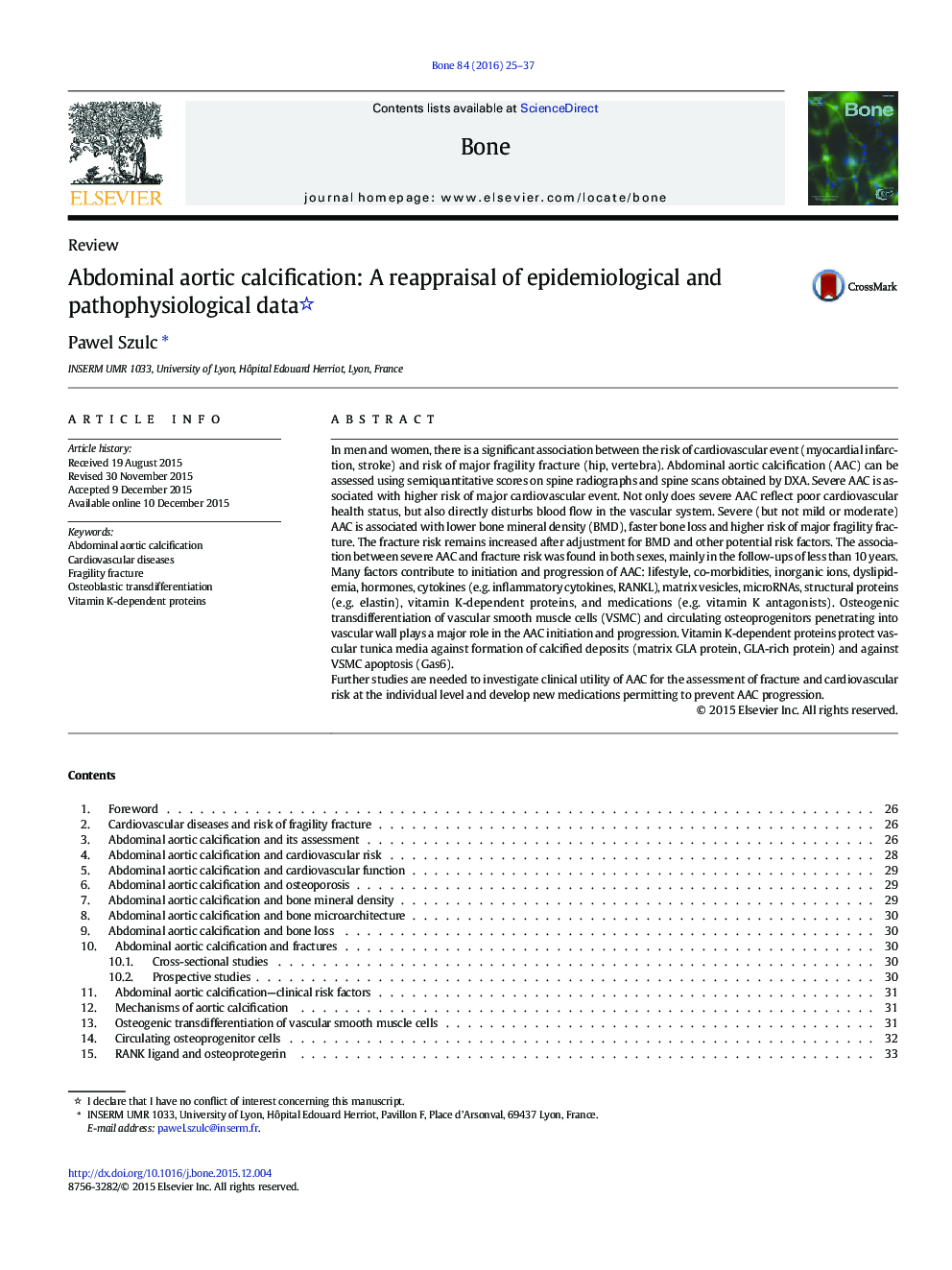 Abdominal aortic calcification: A reappraisal of epidemiological and pathophysiological data