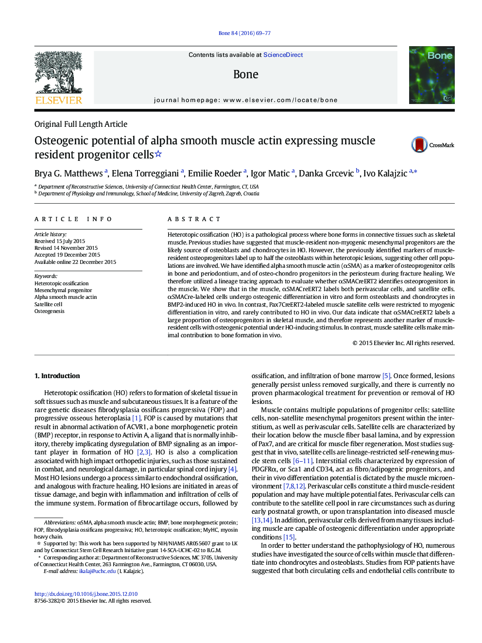 عکس صفحه اول مقاله: Osteogenic potential of alpha smooth muscle actin expressing muscle resident progenitor cells Osteogenic potential of alpha smooth muscle actin expressing muscle resident progenitor cells