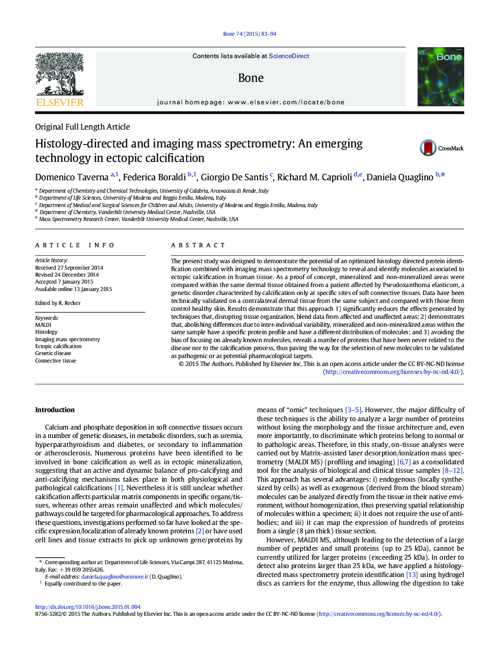 Histology-directed and imaging mass spectrometry: An emerging technology in ectopic calcification