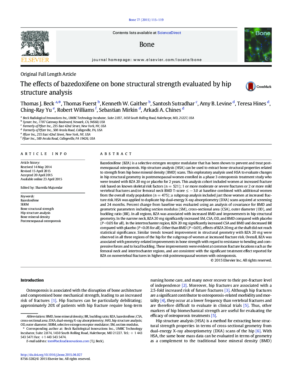 The effects of bazedoxifene on bone structural strength evaluated by hip structure analysis